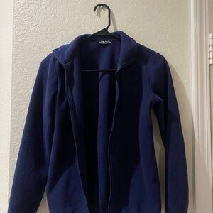 Little girls north face zip up navy blue sweatshirt, size medium girls